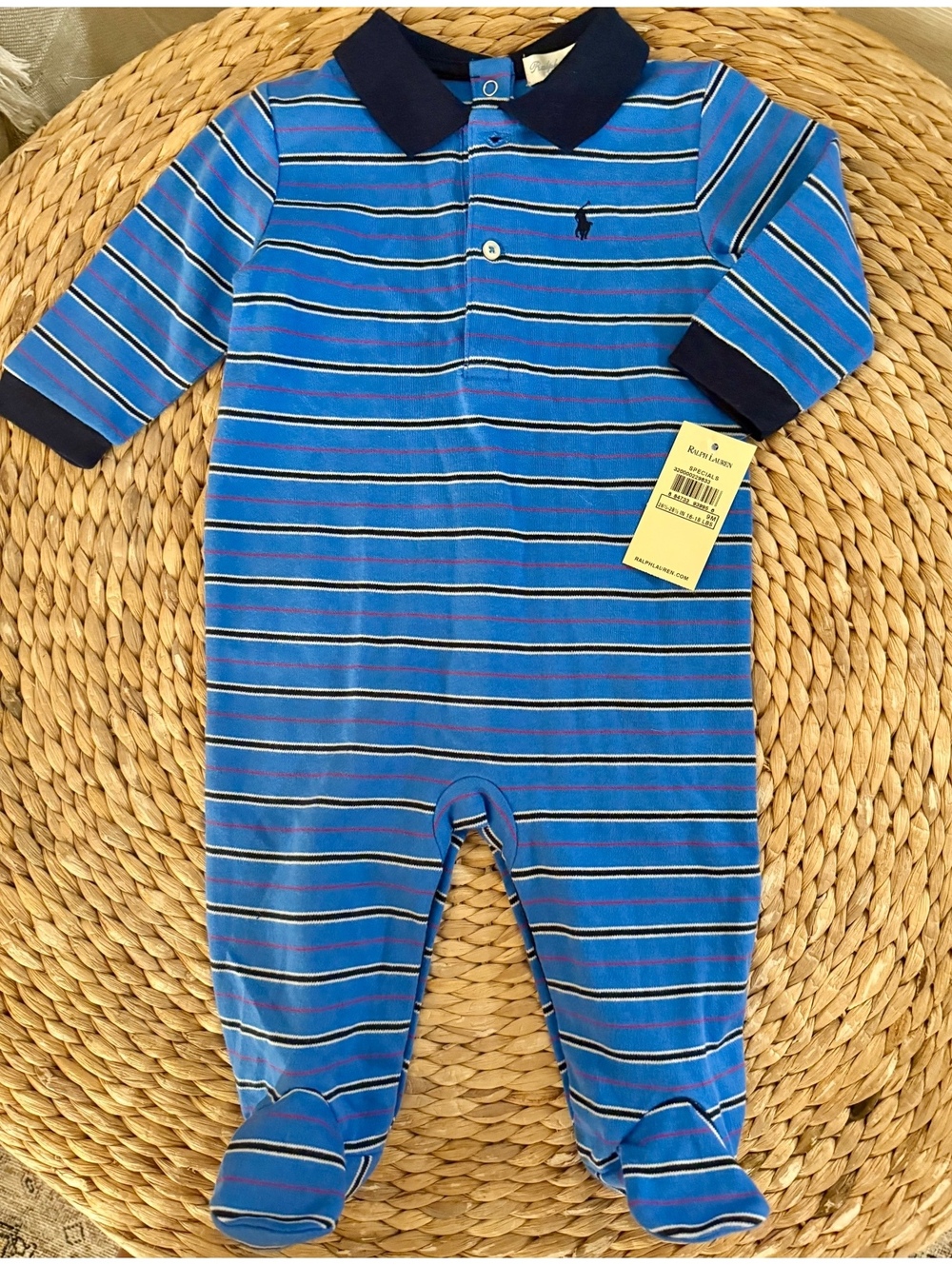 Ralph Lauren Boys Striped Romper Sz 9 Months NWT